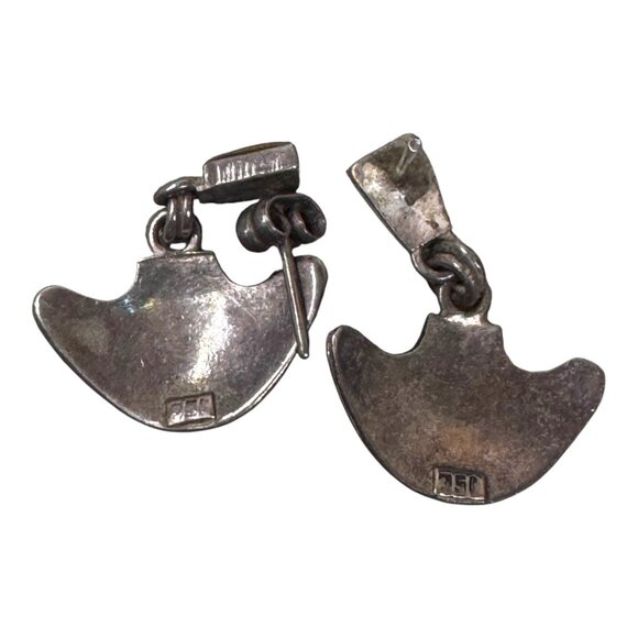 Vintage Sterling Silver 950 Mexican Artisan Earrings Turquoise Sun Starburst - Picture 7 of 8